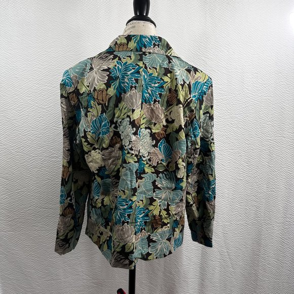 R.Q.T. Blazer Jacket Floral  Linen Rayon Blend 16W Long Sleeve Button Up - Picture 5 of 8